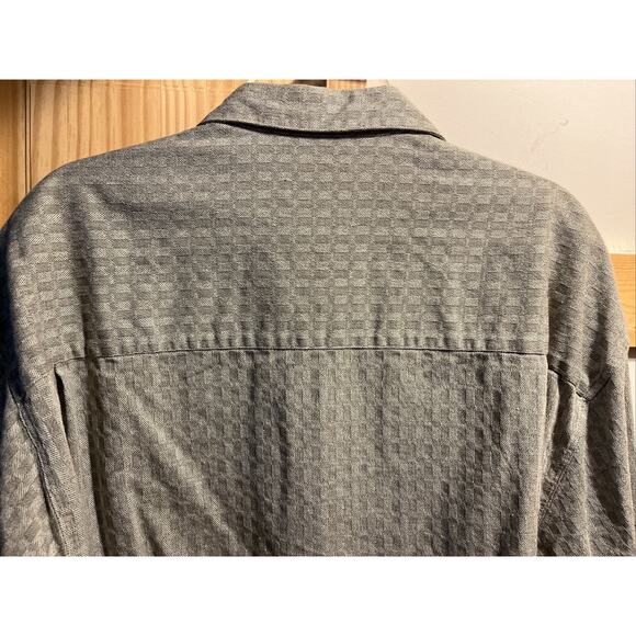 Va Bene Vintage Men’s L Gray Check Long Sleeve Button Down Cotton Shirt - Picture 7 of 14